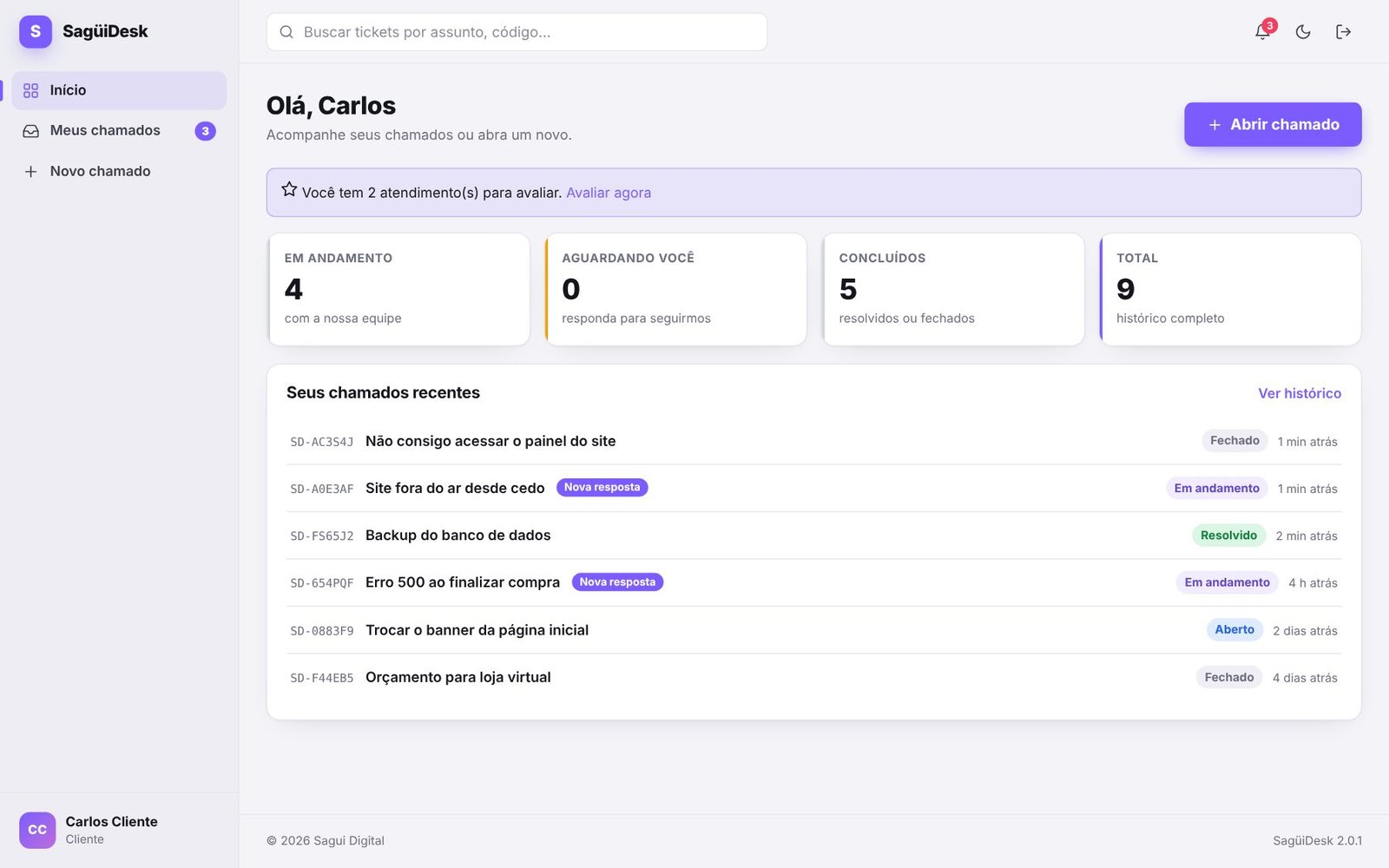 SaguiDesk 2.0.1 — Painel do Cliente