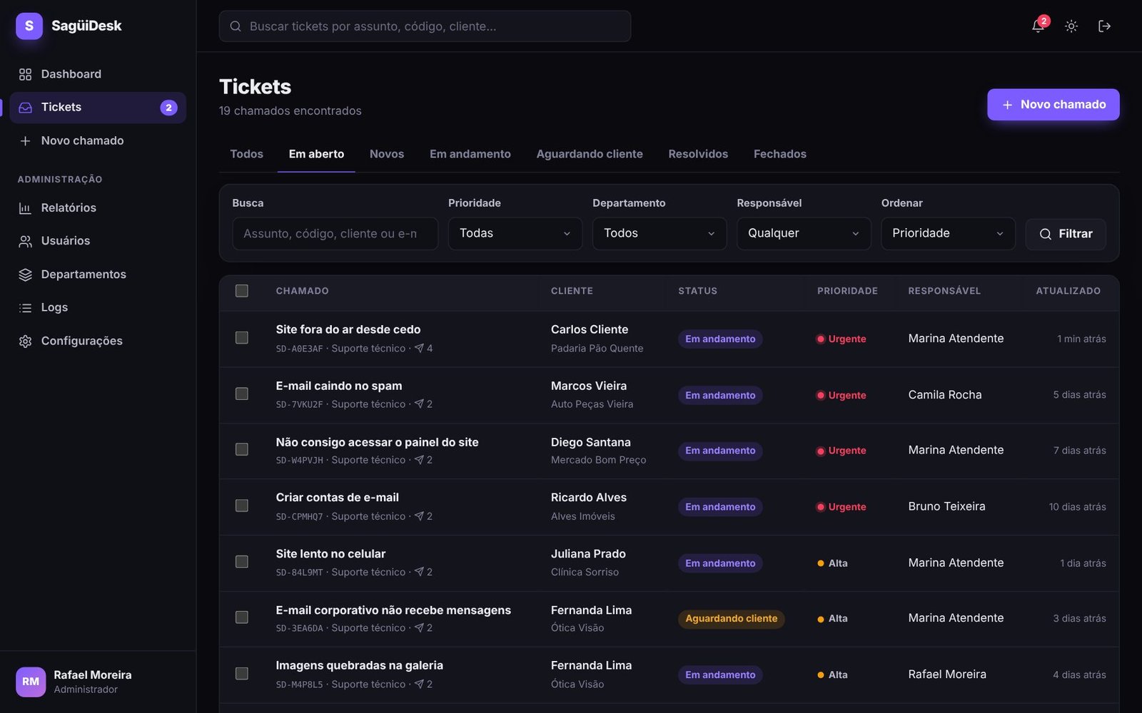 SaguiDesk 2.0.1 — Fila de Tickets